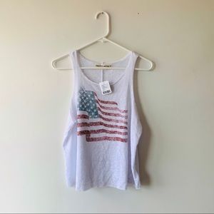 Project Social T White Tank Top with American Flag